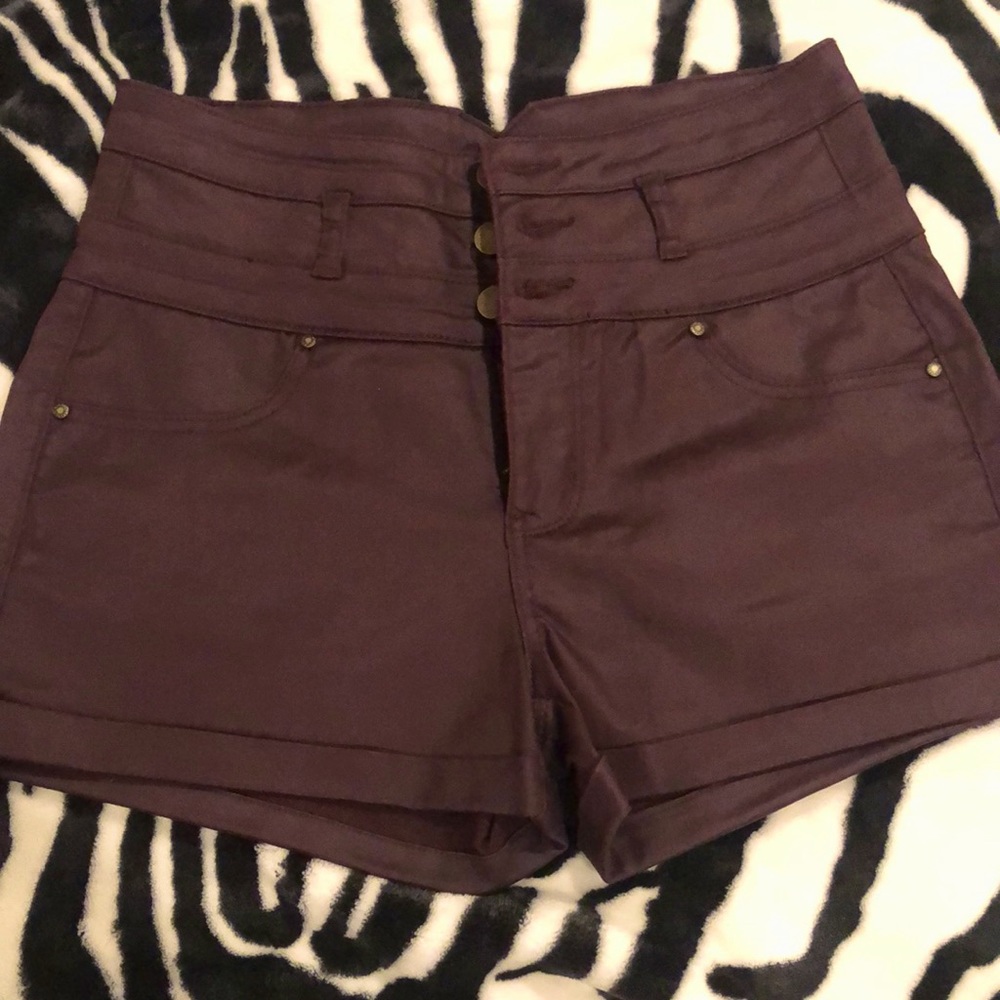 Tinsel Burgundy/Maroon coated denim shorts NWOT